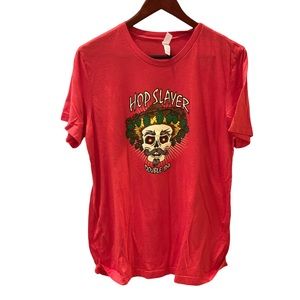 Hop Slayer Double IPA Beer Brewery Wild Onion Skull TShirt Red L Brewery Edgy